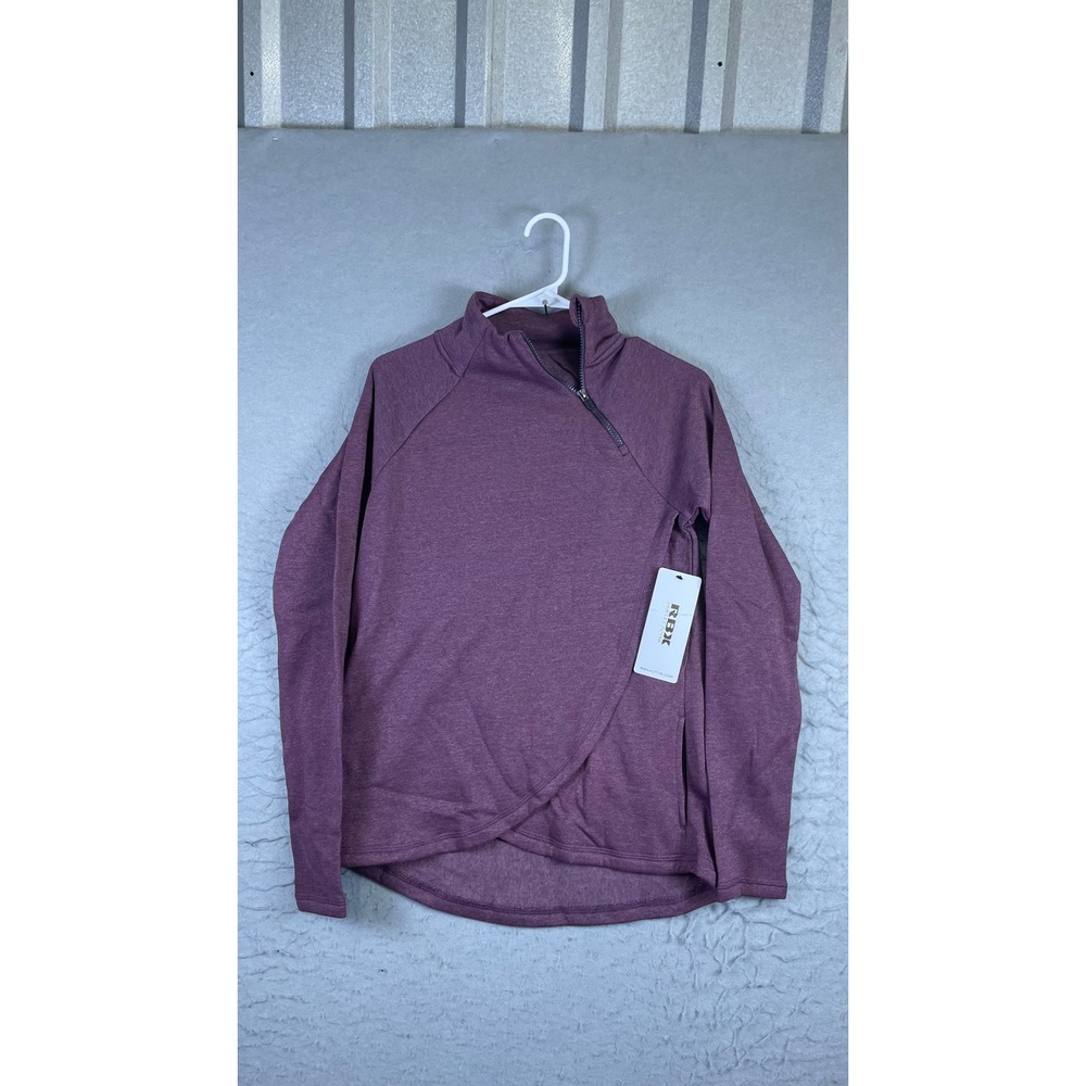 RBX Active Pullover Mens Size S Purple New Asymmetrical Zip Crossover Hem